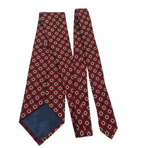 Faconnable Men Tie Necktie Designer Luxury Red Yellow Geometric Corporate Casual